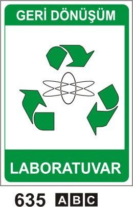 Laboratuvar (Geri Dönüşüm/Tehlikeli Atık Levhası) 25x35 cm Sticker (Yapışkanlı Etiket)