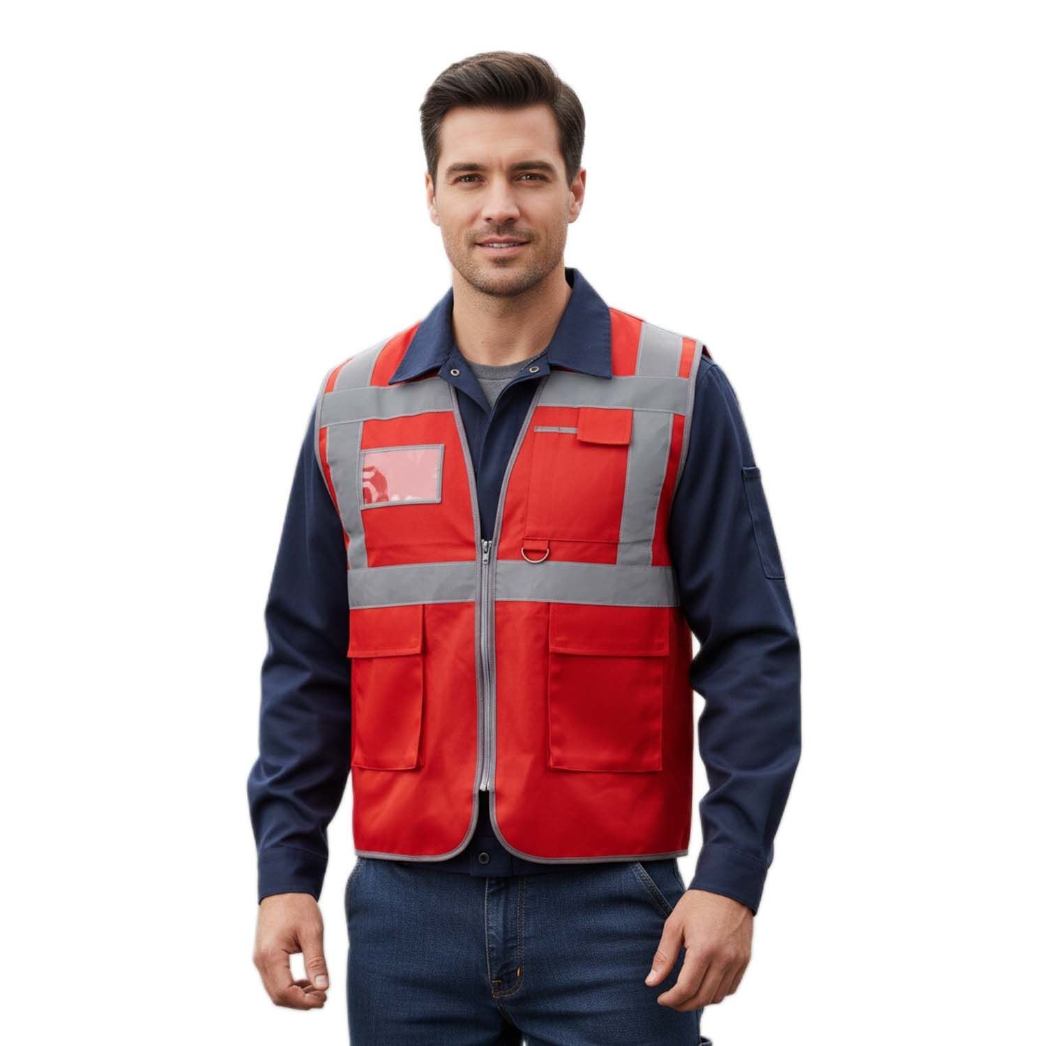 Reflektörlü Mühendis Yeleği Tek Renkli Bordo