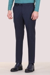 Buriş Pileli Kumaş Pantolon Lacivert Renk (Ekonomik)