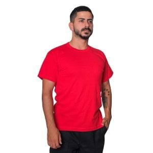 Penye T-Shirt Kısa Kollu 0 Yaka Kırmızı