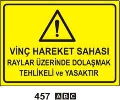 Vinç Hareket Sahası Raylar Üzerinde Dolaşmak Tehlikeli ve Yasaktır