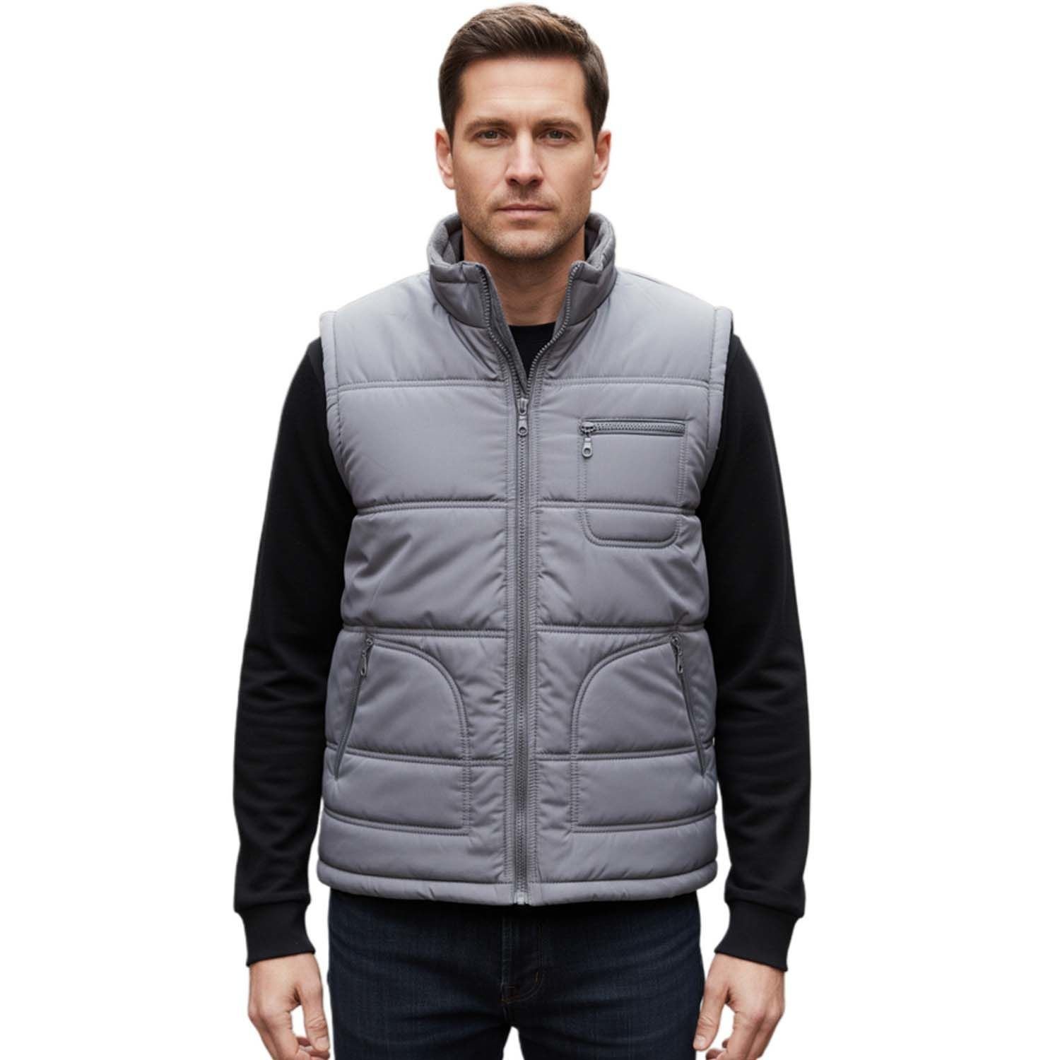 Buriş Polar Astarlı Yelek Gri Renk