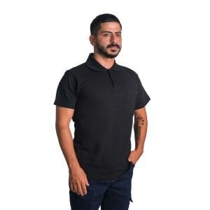 Polo Yaka Tişört Siyah Renk