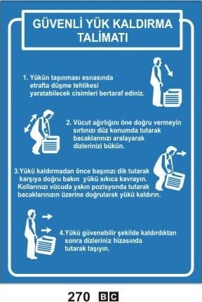 Güvenli Yük Kaldırma Talimatı 50x70 cm PVC (Plastik) 0,50 mm