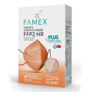 Famex N95 FFP2 Duck Modeli Koruyucu Maske Turuncu 10'lu