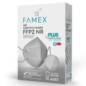 Famex N95 FFP2 Gri Renk 10'lu