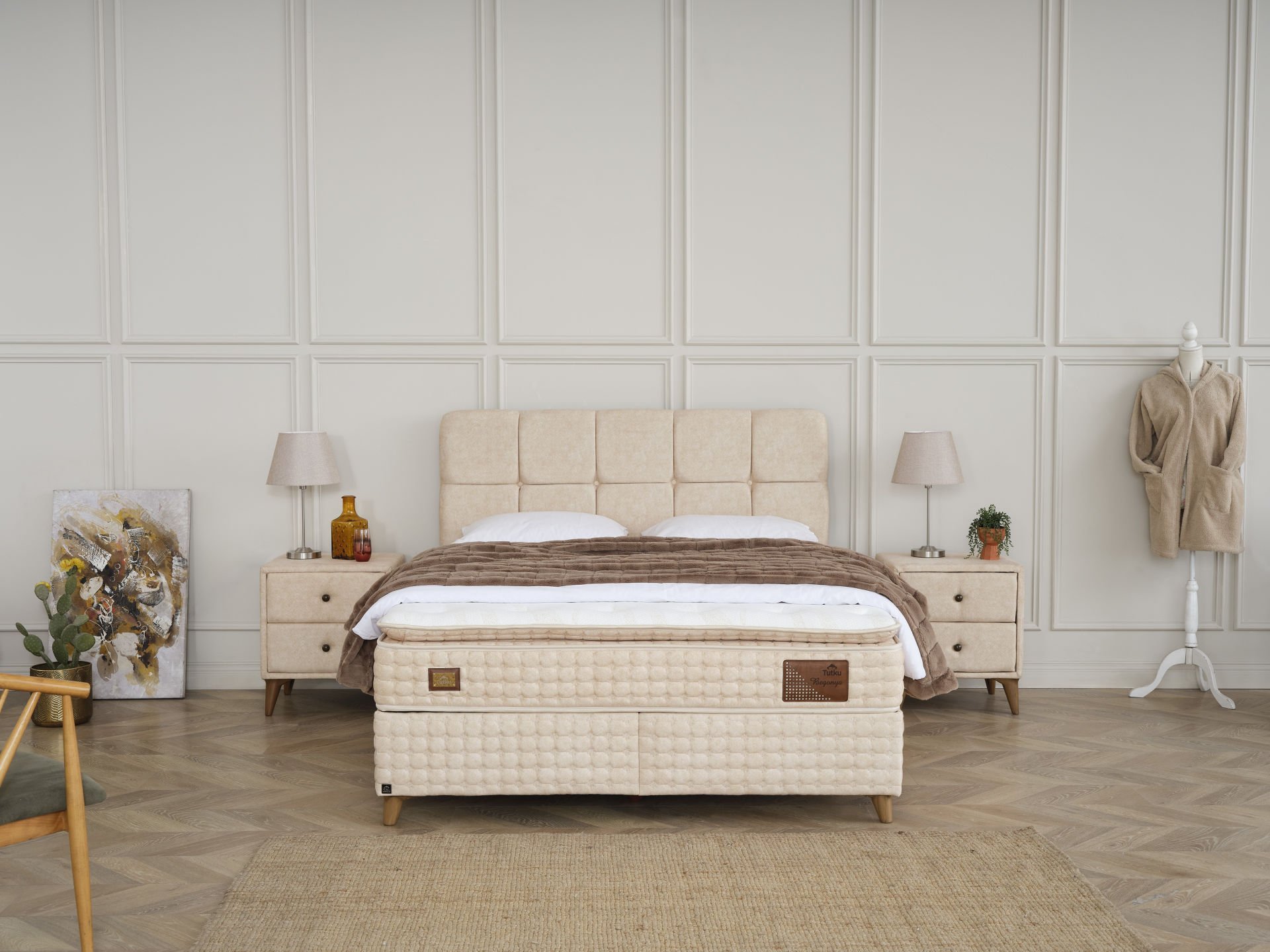 Begonya Pedli 4 Mevsim DSC Yay Ergonomik Yatak Seti