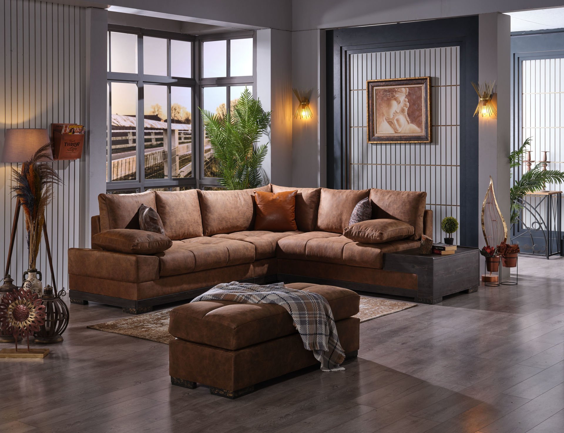 Luıza Köşe Takımı (Kahverengi)