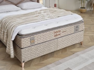 İmmune Defense Pedli 4 Mevsim Kuş Tüyü Sünger Torba Yaylı Yatak Seti Yatak+Baza+Başlık