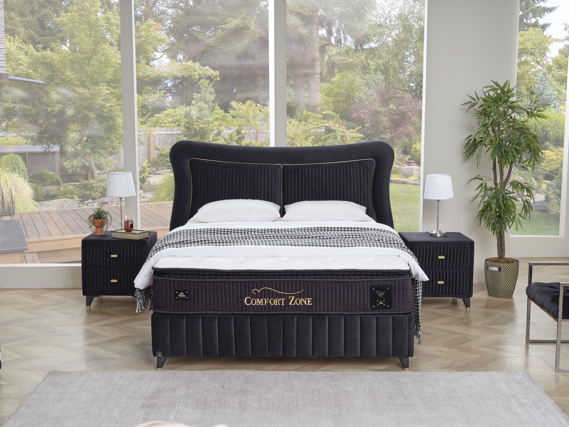 Comfort Zone Pedli Çift Yönlü-Kuş Tüyü Sünger (Yumuşak Sünger-Sert Sünger) Dual Torba Yaylı Yatak Seti