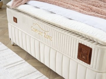Comfort Zone Pedli Çift Yönlü-Kuş Tüyü Sünger (Yumuşak Sünger-Sert Sünger) Dual Torba Yaylı Yatak Seti Yatak+Baza+Başlık