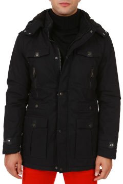 5610 Siyah Gabardin Parka Mont