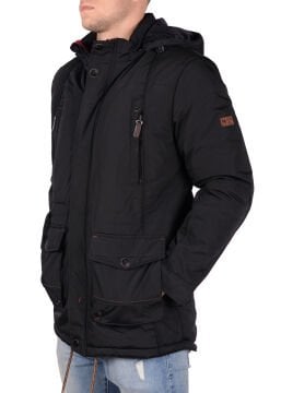 5614 Siyah Rüzgar Geçirmez Su İticili Parka Mont