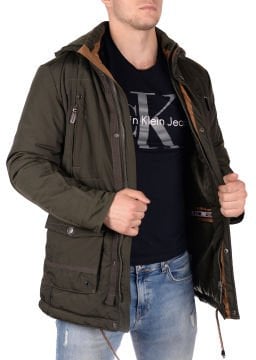5614 Haki Rüzgar Geçirmez Su İticili Parka Mont