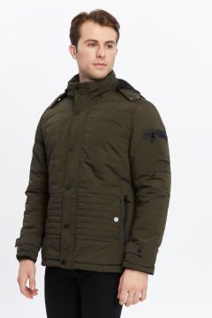 5618 Haki Rüzgar Geçirmez Su İticili Parka Mont