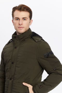 5618 Haki Rüzgar Geçirmez Su İticili Parka Mont