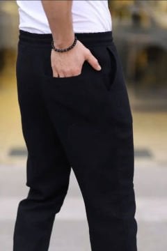 5110 Siyah Müslin  Rahat Pantolon