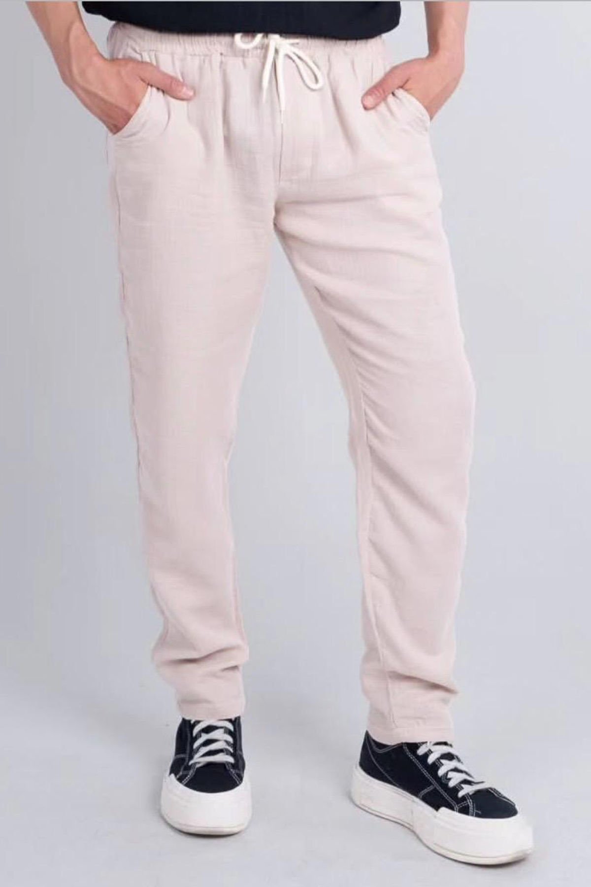 5110 Bej Müslin Rahat Pantolon