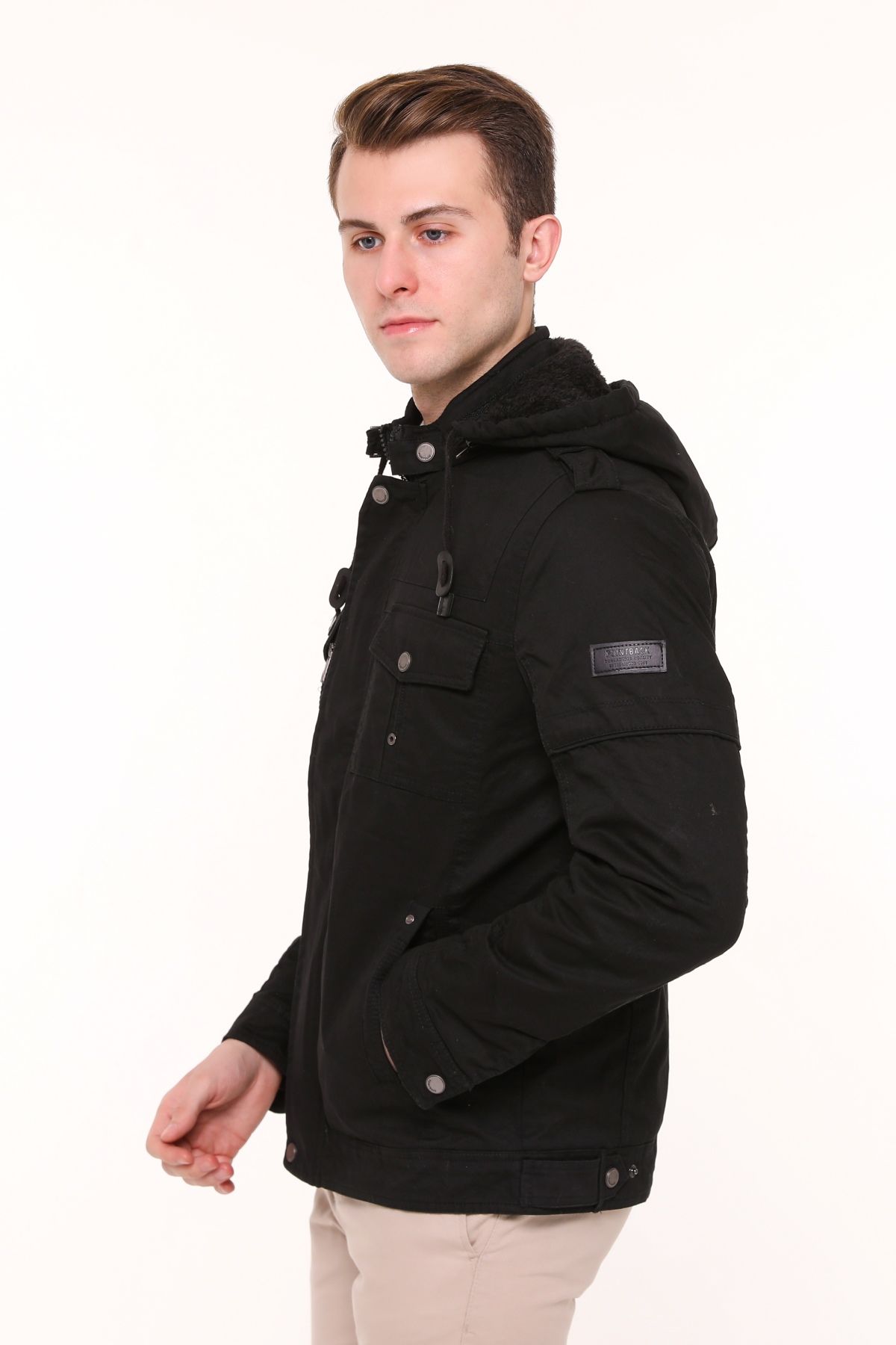 5611 Siyah Gabardin Parka Mont