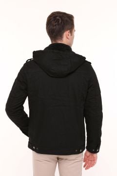 5611 Siyah Gabardin Parka Mont