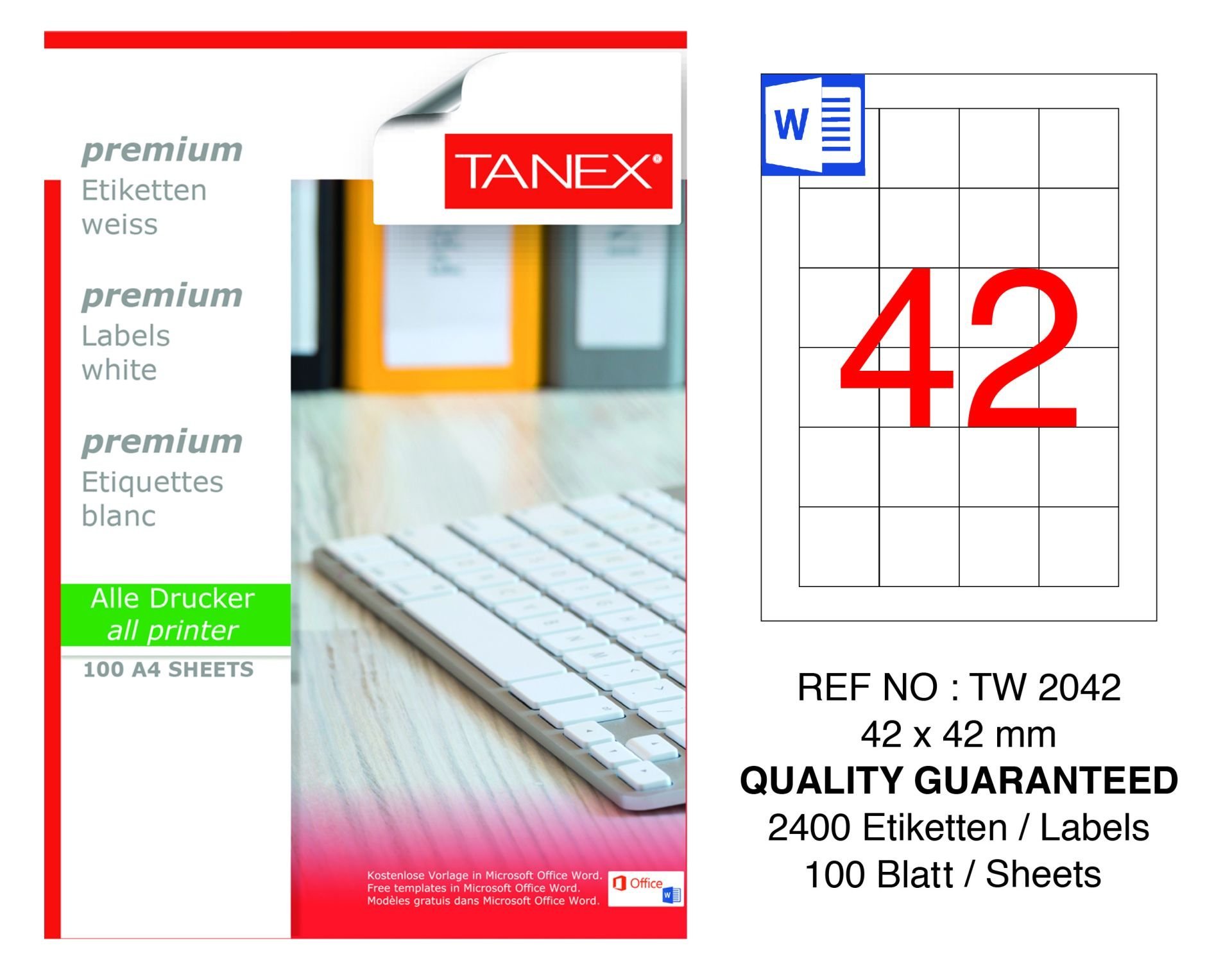 Tanex TW-2042 42x42mm 100 lü Lazer Etiketi