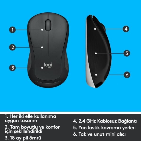 Logitech 920-008687 MK540 Advanced Kablosuz Klavye Mouse Seti Unifying Alıcı