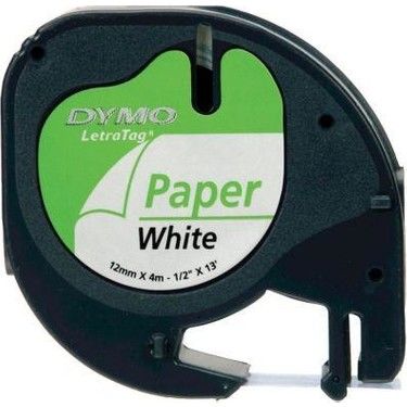 Dymo 59421 12mmX4mt Beyaz LetraTag Kağıt Şerit