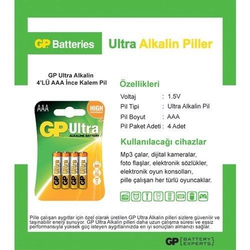 Gp 24AUMB-U 4 lü Ultra Alkalin İnce Kalem Pil