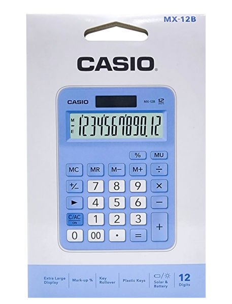 Casio MX-12B-LB Açık Mavi 12 Hane Masa Üstü Hesap Makinesi