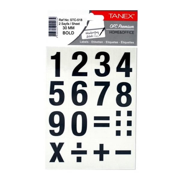 Tanex STC-518 30 mm 2 li Bold Rakam Etiketi