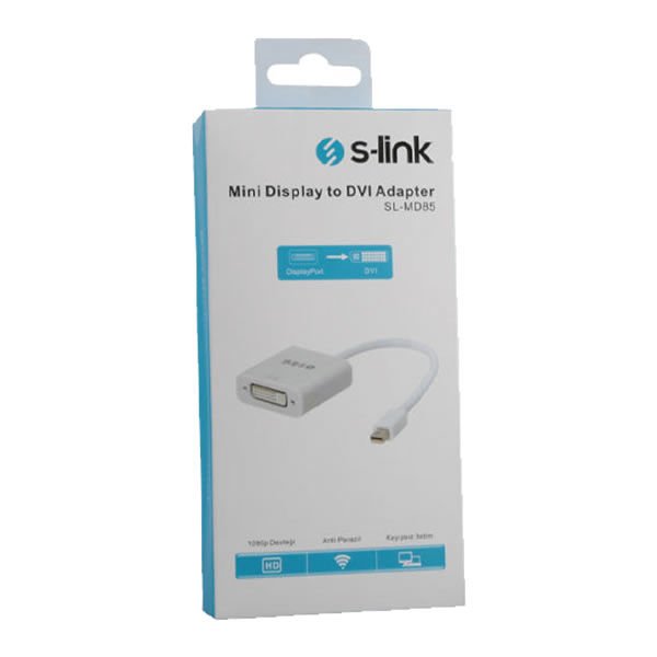 S-Link SL-MD85 Mini Display Port Erkek To DVI 24+5 Dönüştürücü