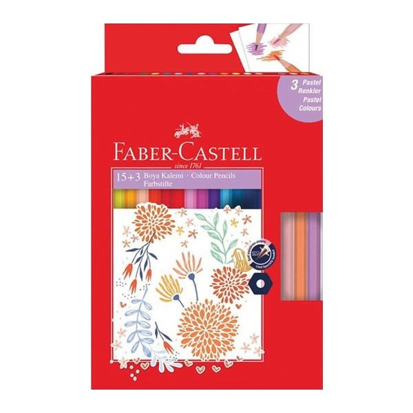 Faber Castell 15+3 Pastel Renk Boya Kalemi