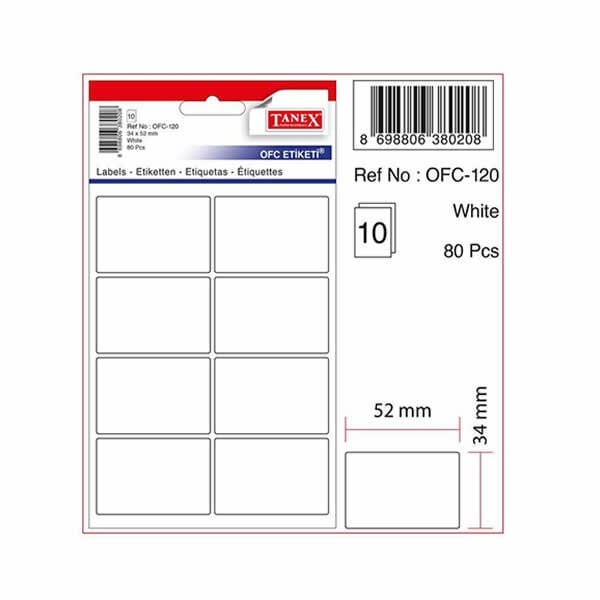 Tanex OFC-120 5 li Floresan Kırmızı Ofis Etiketi