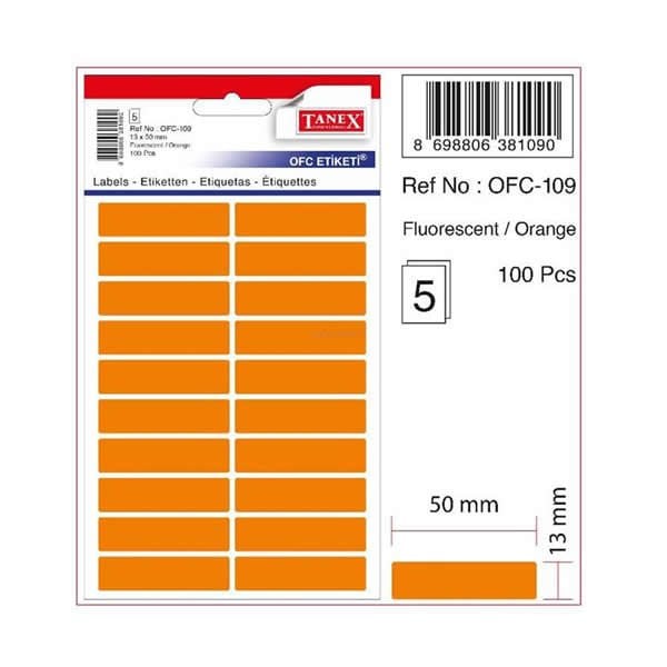 Tanex OFC-109 5 li Florasan Turuncu Ofis Etiketi