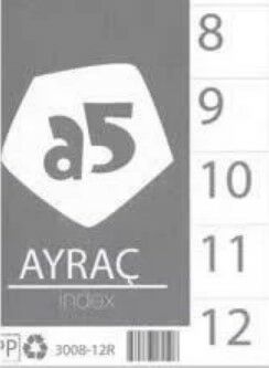 A5 3008-12R 1-12 Renkli PP A4 Ayraç