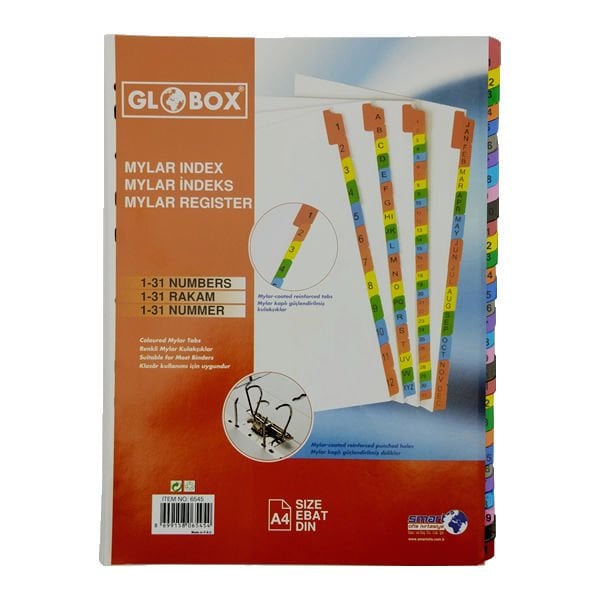 Globox 6545 Mylar 1-31 Renkli Rakamlı Seperatör
