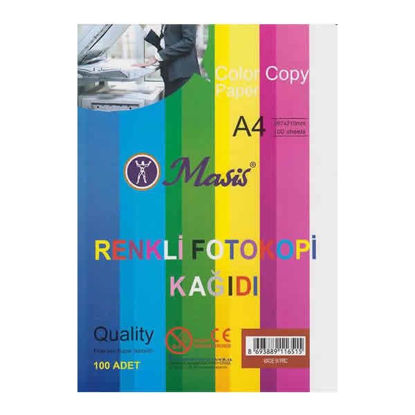 Masis A4 100 lü 5 Renkli Karışık Fotokopi Kağıdı