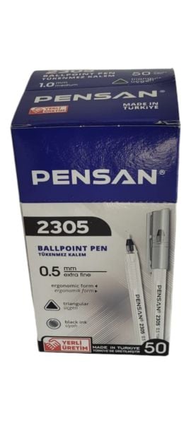 Pensan 2305 0.5mm 50li Üçgen Siyah Tükenmez Kalem