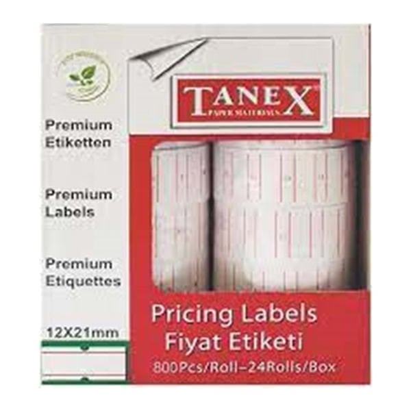 Tanex 12x21 6 lı Motex Beyaz Çizgili Etiket