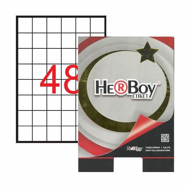 Herboy HB-1348 35mmX35mm Beyaz Lazer Etiket