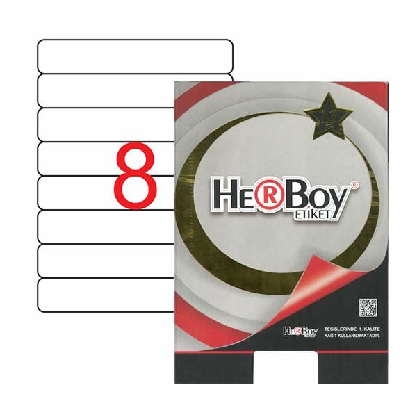 Herboy HB-1108 192mmX34mm Beyaz Lazer Etiket
