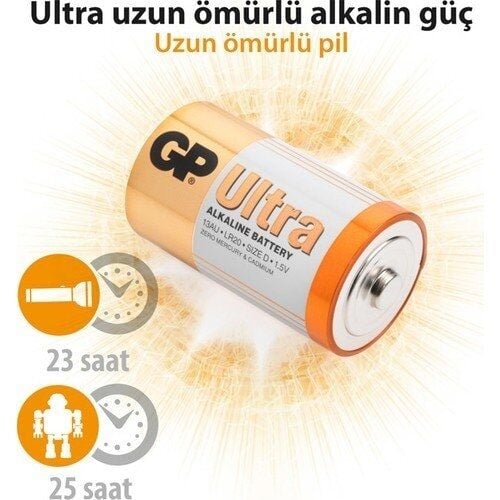 Gp 13AU-U2 2 li Ultra Alkalin Büyük Boy Kalın Pil