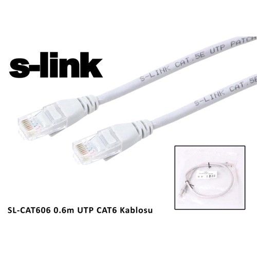 S-Link SL-Cat606 0.60 mt Cat6 Gri Utp Patch Kablo