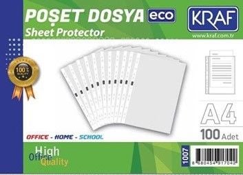 Kraf 1007 A4 Eco Poşet Dosya