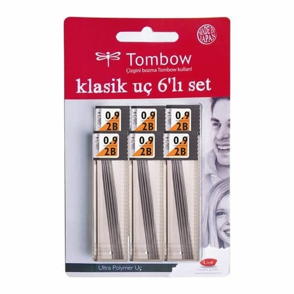 Tombow LV-T-R9-RG.B6 Leader Spare Lead 0,9 mm 2B 6 lı Paket Kalem Ucu