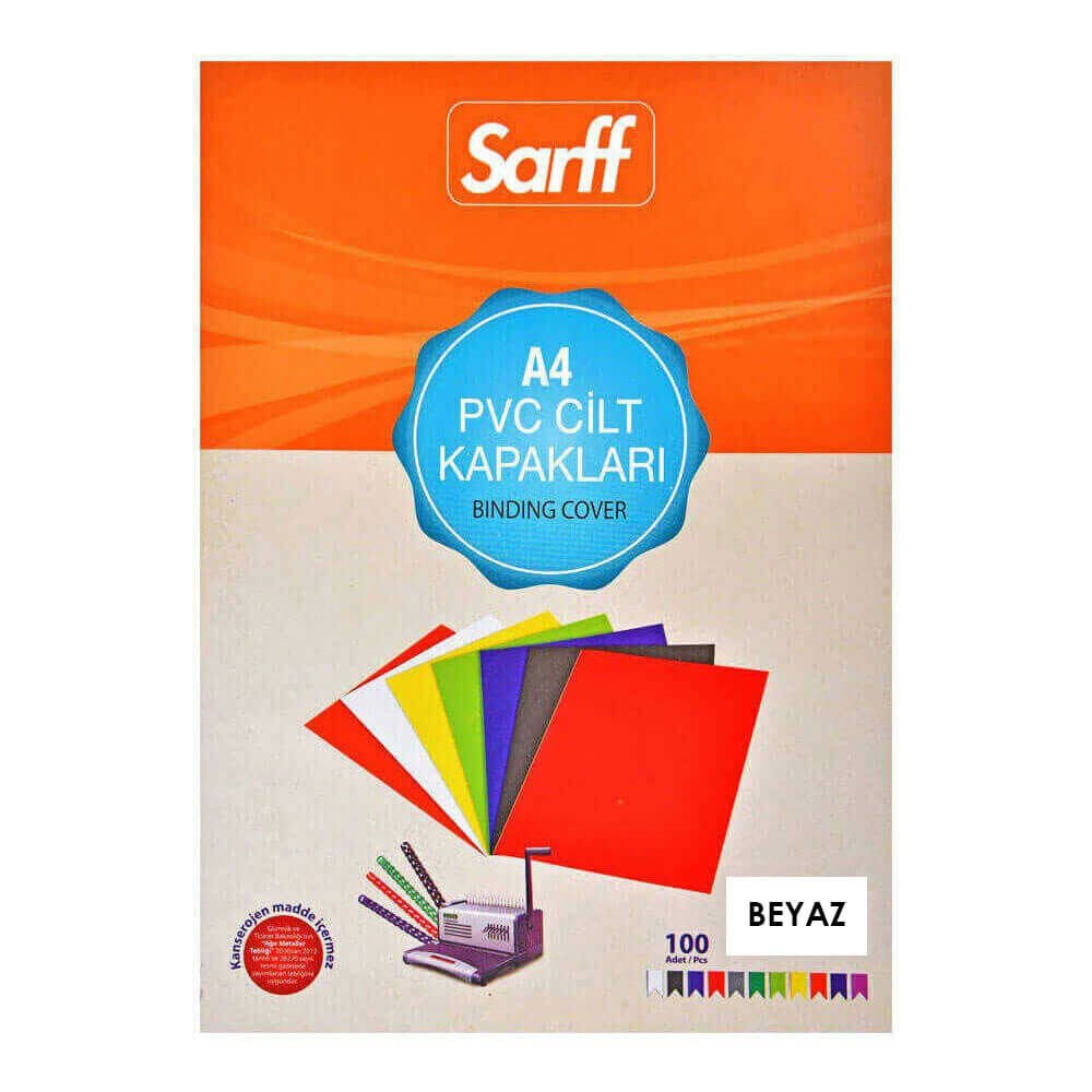 Sarff 15201012 A4 100 Adet Pvc Beyaz Cilt Kapağı