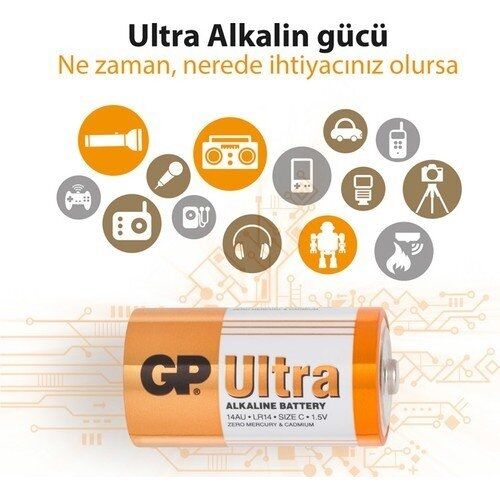 Gp Gp14AU-U2 2 li Ultra Alkalin Orta Boy Pil