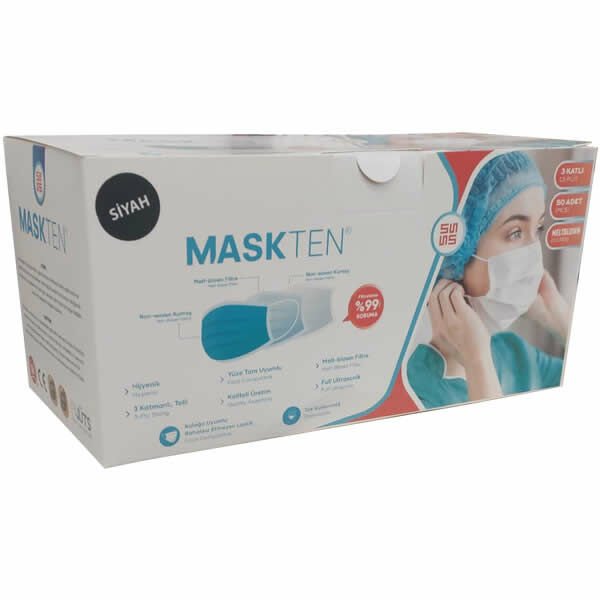 Maskten Meltblown Filtreli  3 Katlı Maske 50li