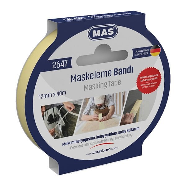 Mas 2647 12mmx40mt Maskeleme Bandı