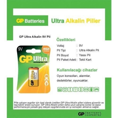 Gp 9V Ultra Alkalin Tekli Blisterli Pil